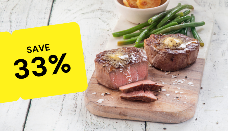 Images of chicken, beef & pork that are on offer at either 3 for €10 or 7 selected products on offer for a reduced price.