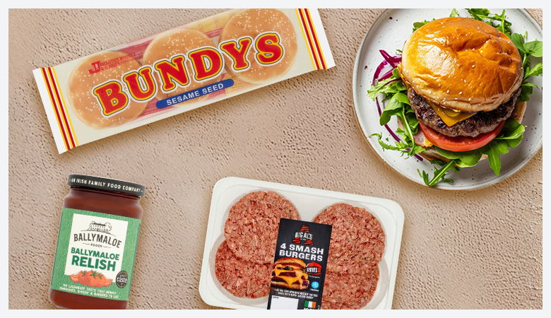 Bundys burger buns, Ballymaloe Relish & Big Als Smash Burgers