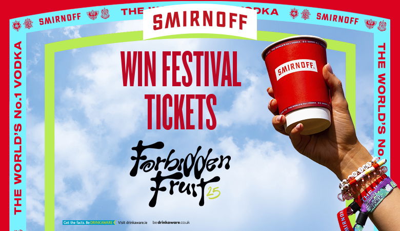 A promotional image for a smirnoff win festival tickets to forbidden fruit