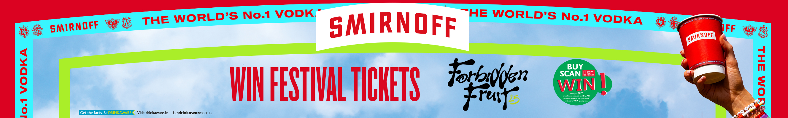 Smirnoff advertising you could win festival tickets to Forbidden fruit