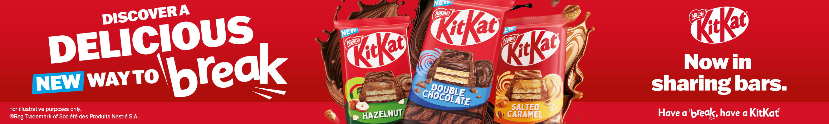 An advertisement for KitKat new sharing chocolate bars