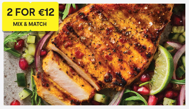 Promotion featuring family packs of meat 3 for €10