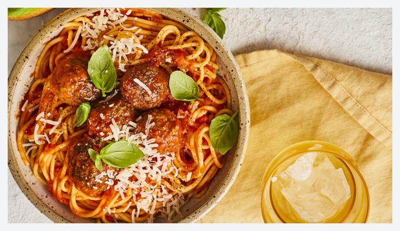 a bowl of Italian spaghetti and meatballs