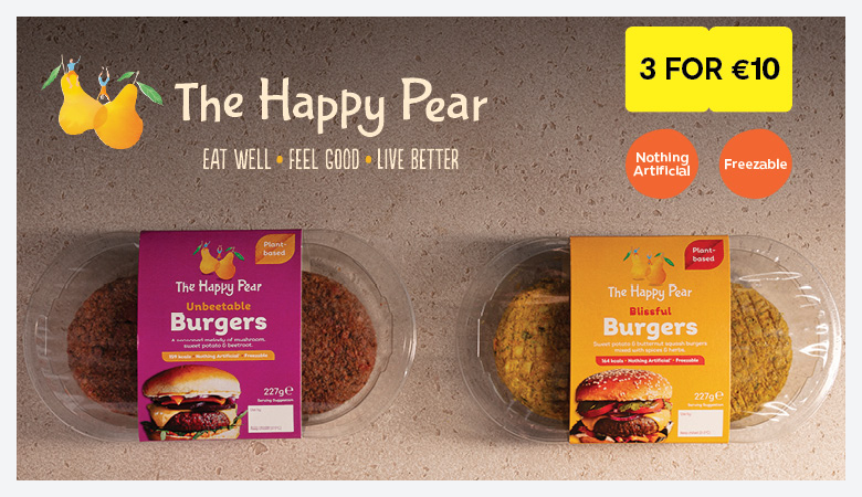 The Happy Pear advertising their burgers 3 for €10