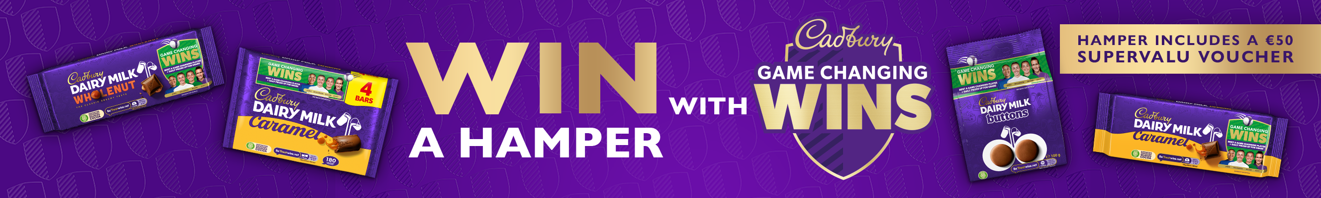 Cadbury advertisement, with a chance to win a hamper with a €50 SuperValu voucher