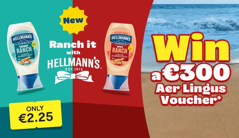 Hellmanns newest products, creamy ranch and spicy ranch and the chance to win €300 Aer Lingus voucher