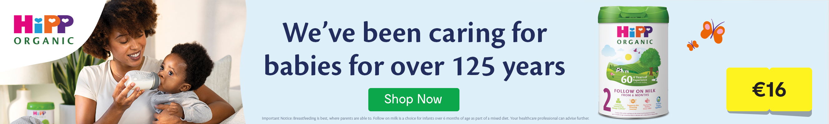 An advertisement for Hipp Organic follow on milk