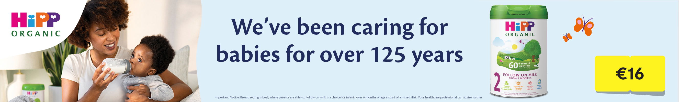 An advertisement for Hipp Organic follow on milk