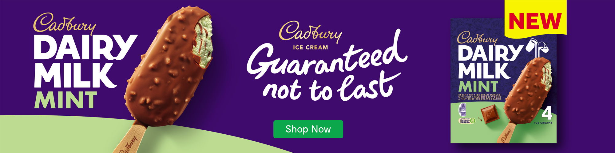 Advertisement for Dairy Milk mint chocolate ice cream