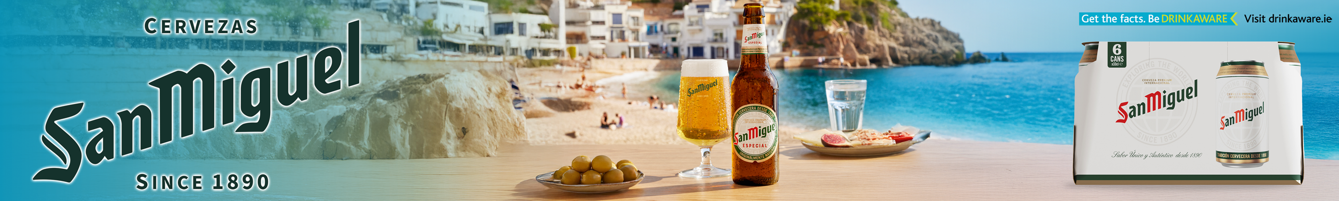 Advertisement for San Miguel beer,  a pack of 6 cans