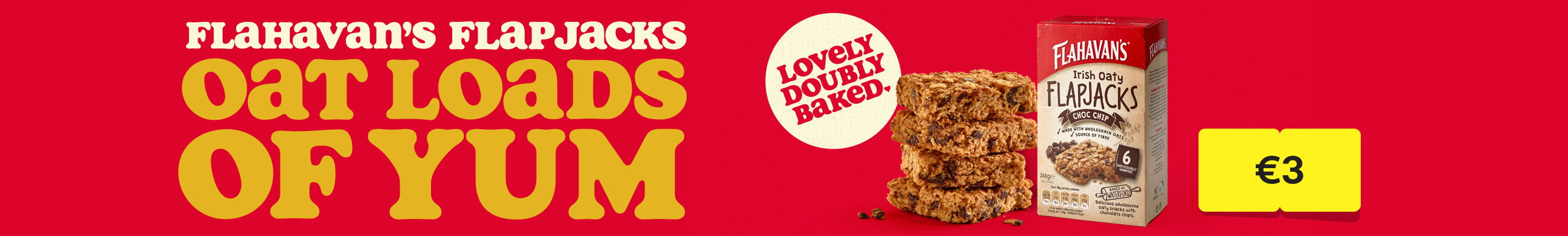 An advertisement for Flahavan's Irish Oaty Flapjacks