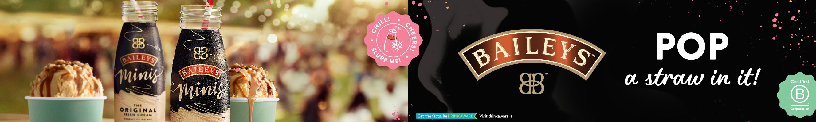 An advertisement for Baileys Minis