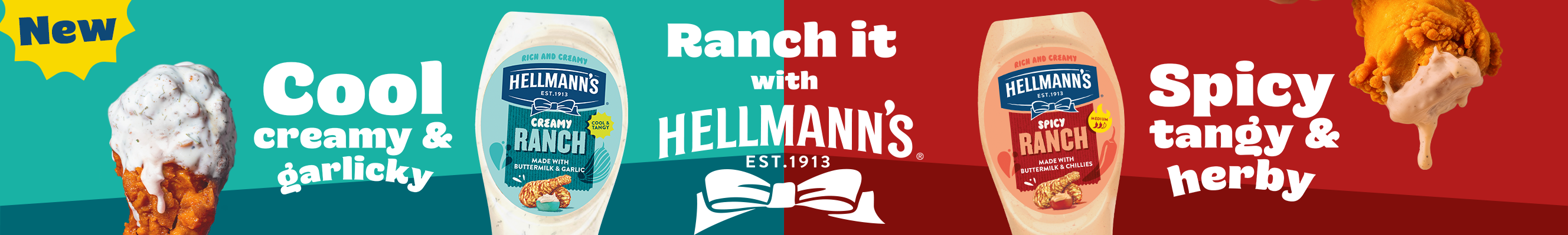 An advertisement for New Hellmans Ranch mayo