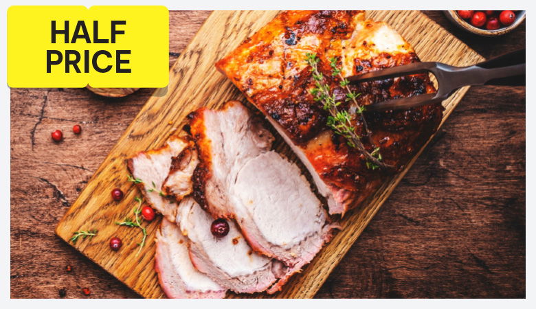 Promotion featuring save half price pork loin