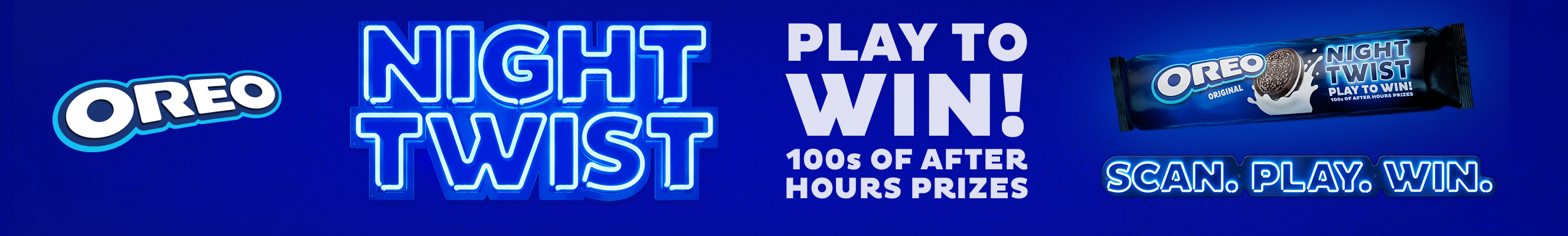 An advertisement for Oreo night twist- Play to win!