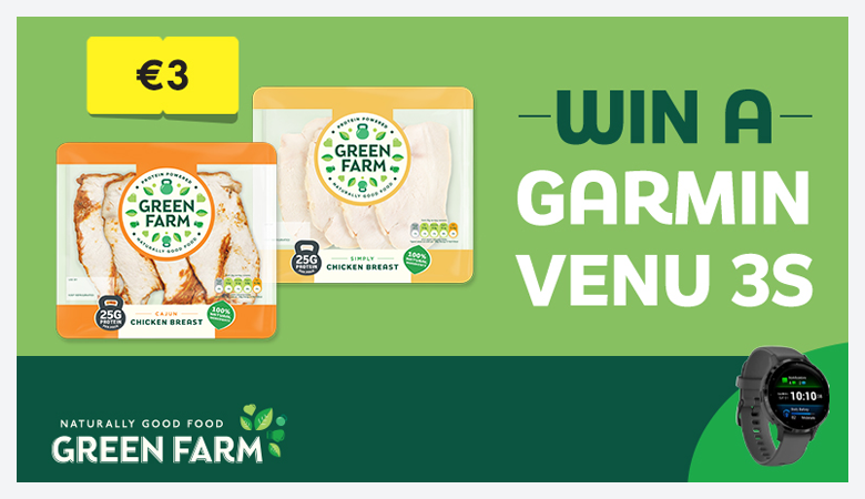 An advertisement for Greenfarm prepacked chicken