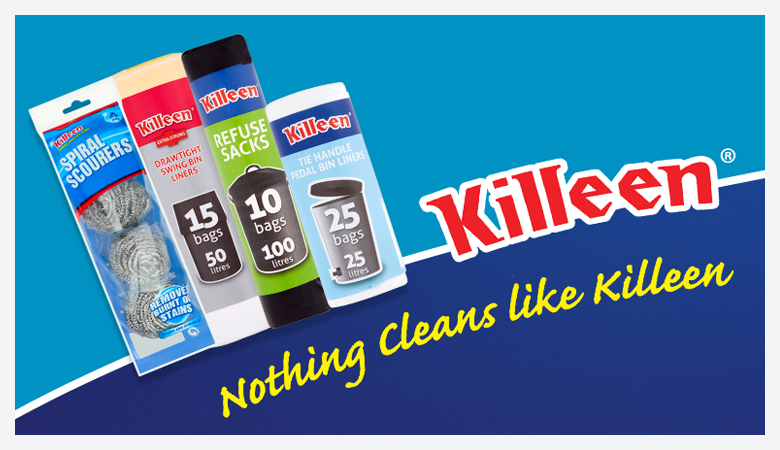 An advertisement for killeens bin bags