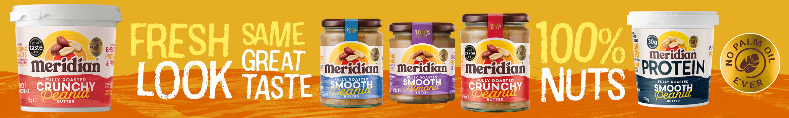 Advertisement for a selection of Meridan nut products