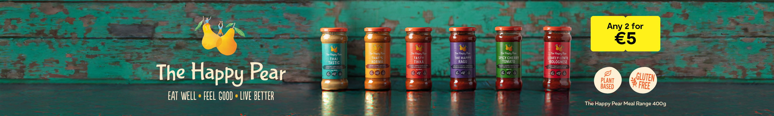 A collage of photos showcasing The Happy Pear products 