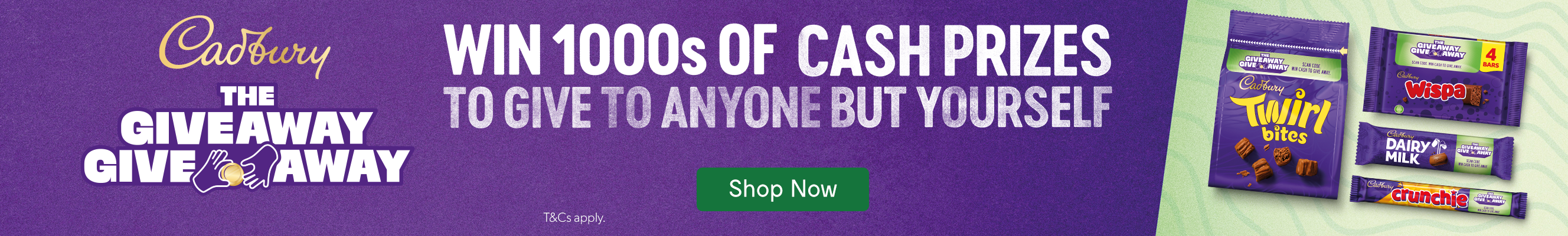 advertisment for cadbury. The chance to win cash prizes