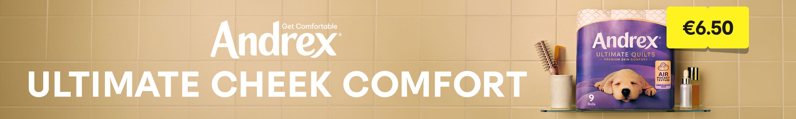 Andrex advertising their Ultimate cheek comfort toilet roll