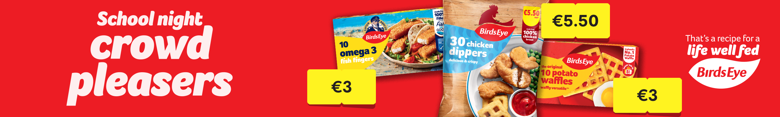 An advertisement for a selection of Birdseye offers