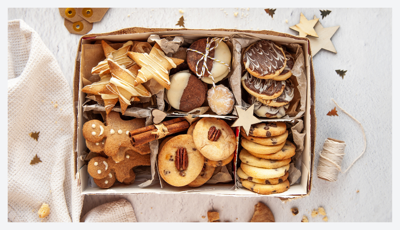 A selection of festive biscuits and chocolates