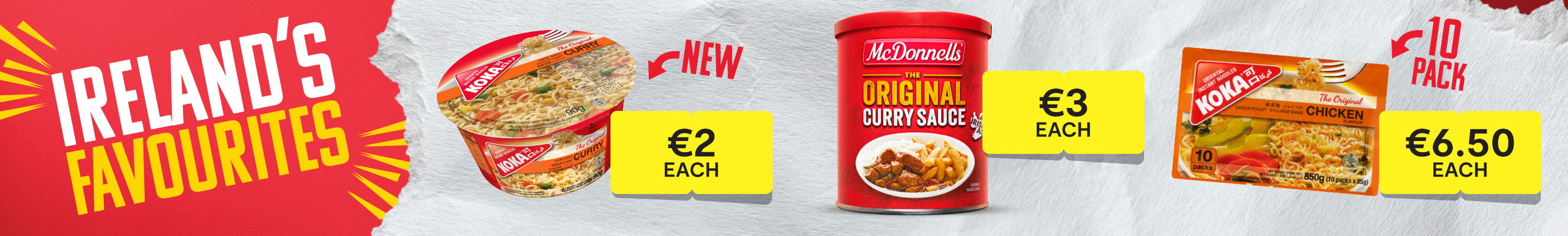 A koka noodles and Mcdonnells curry sauce ad  