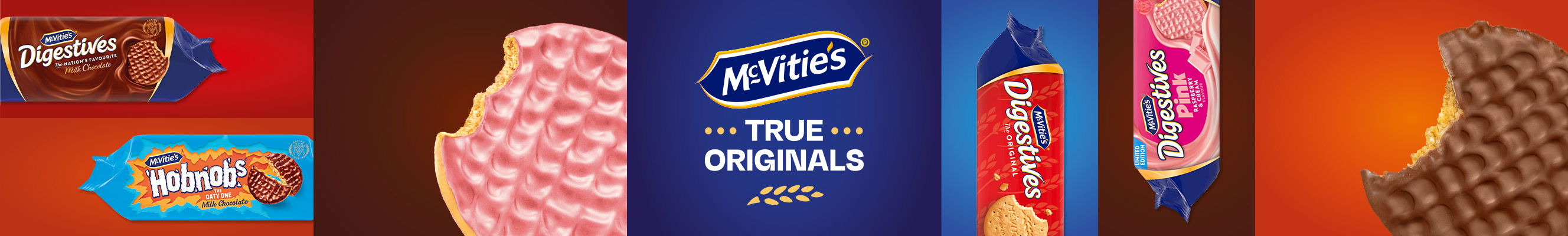 An advertisement for McVities bixcuits