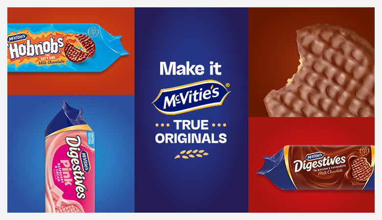 An advertisement for McVities Biscuits