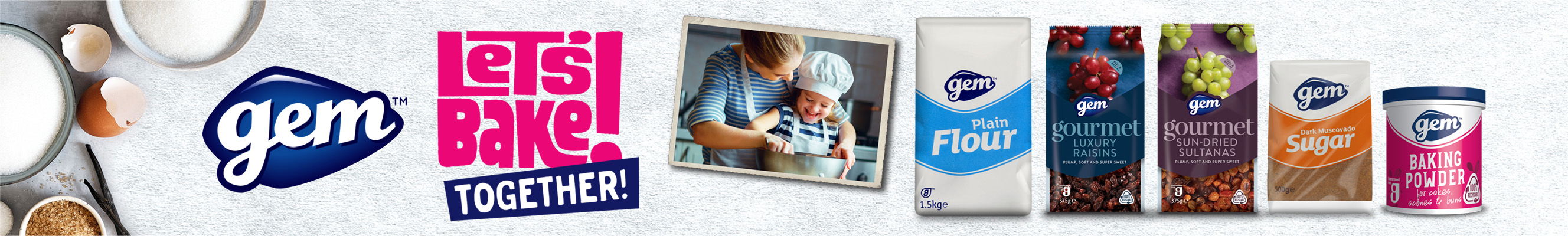 An advertisement for Gem baking products