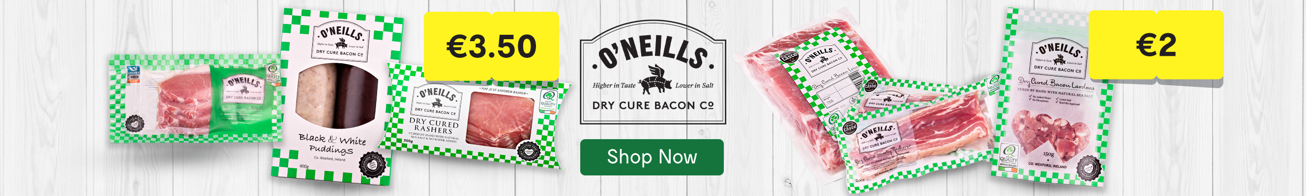 An advertisement for O'Neiills Bacon