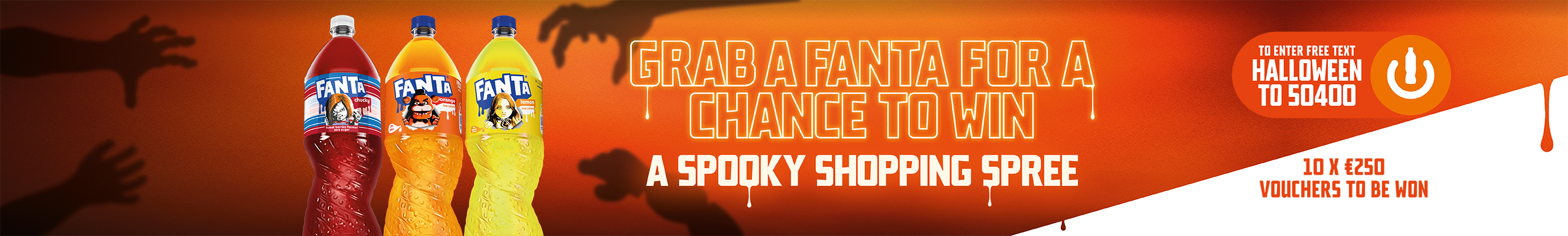 An advertisement for a selection of Fanta products and the chance to win a shopping spree