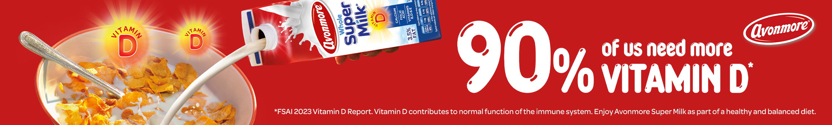 An advertisement for Avonmore whole super milk