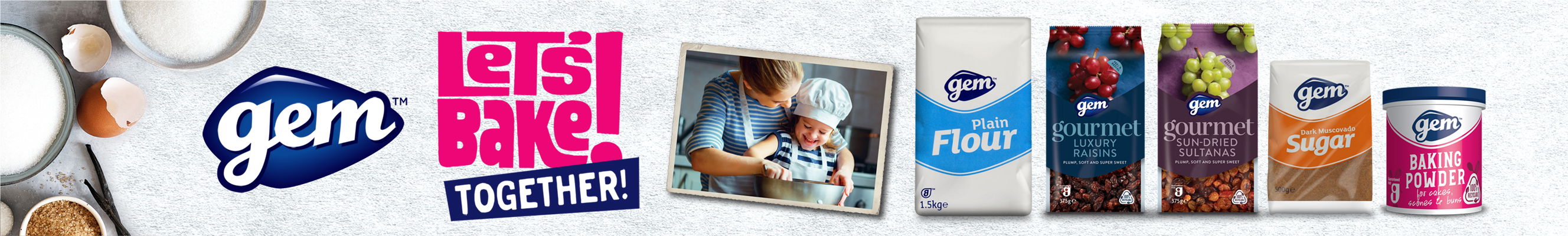 An advertisement for Gem's baking range