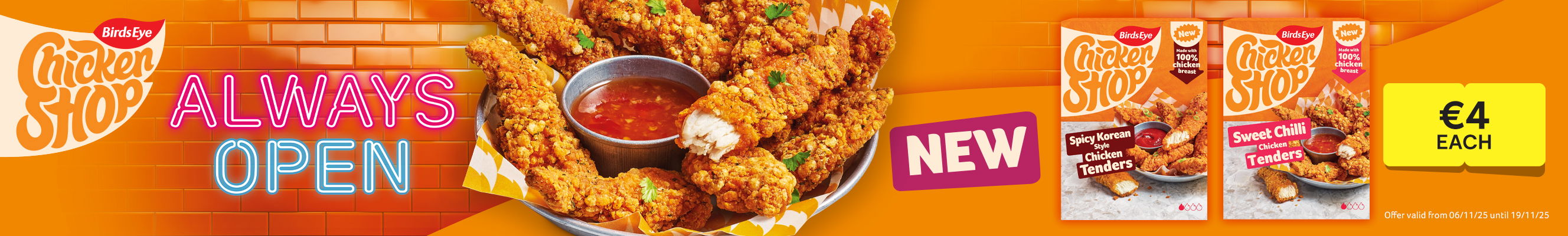 An advertisement for Birdseye Chicken Shop range