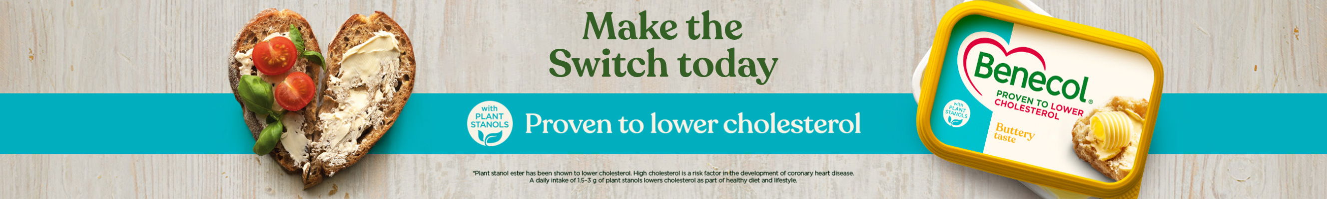 An advertisement for benecol butter