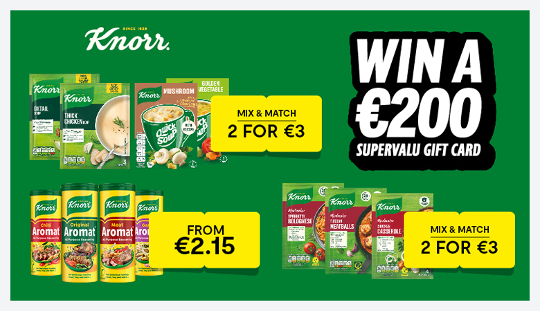 Advertisement for Knorr and a chance to win a €200 SuperValu gift card