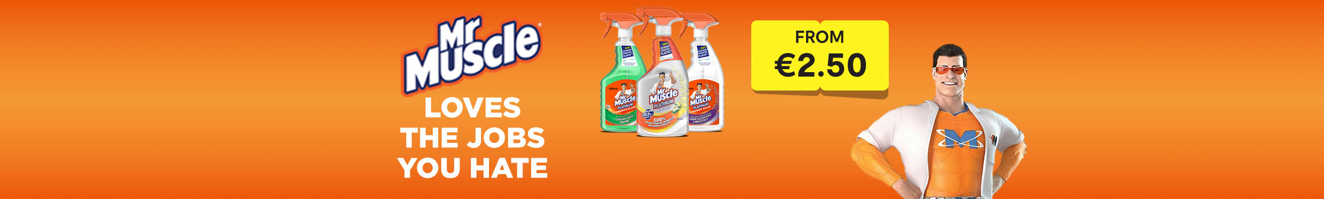 An advertisement for Mr Muscle's Platinum Range