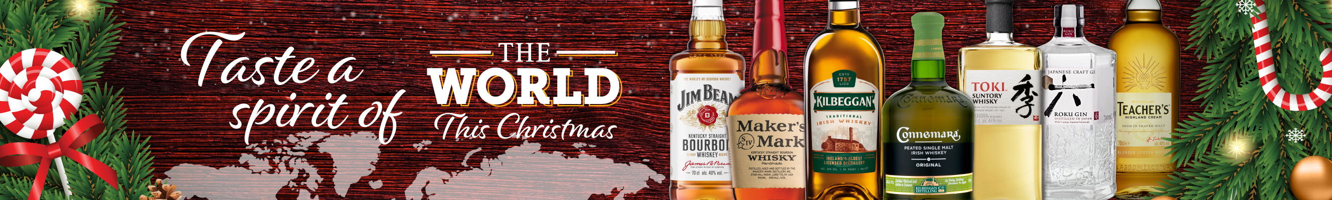 Advertisement for a selection of world alcohol spirits