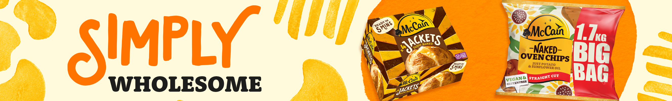 An advertisement for McCains' simply wholesome range