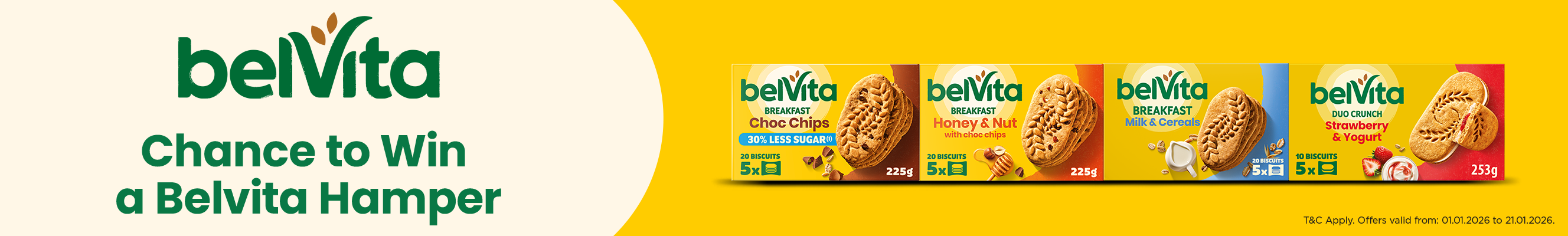An advertisement for Belvita with a chance to win a Belvita hamper