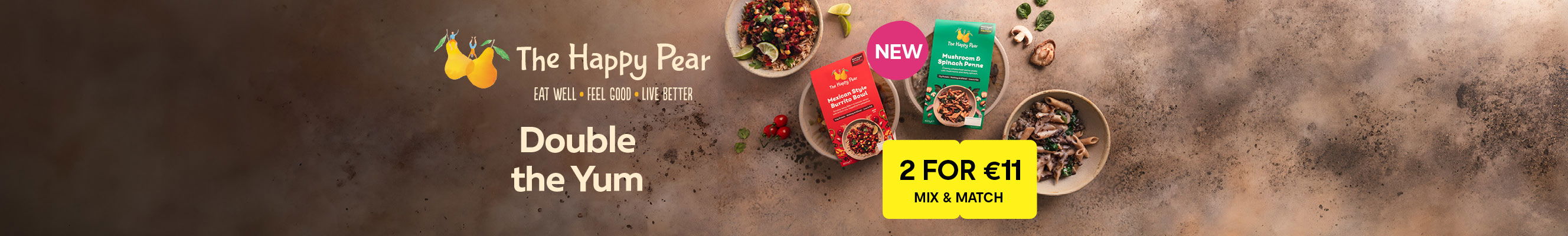 A collage of photos showcasing The Happy Pear products 