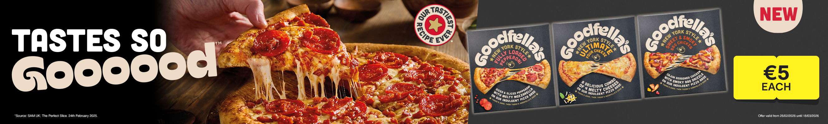 An advertisement for Birdseye Goodfellas pizza