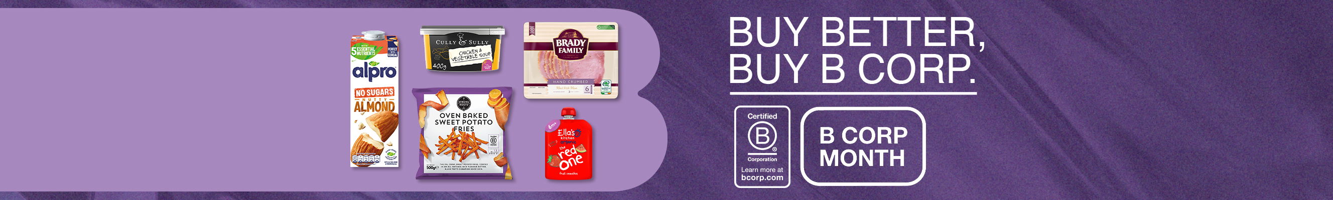 An advertisement for B Corp certified Danone Alpro products