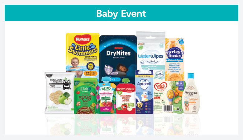 A promotional image showcasing a variety of baby products