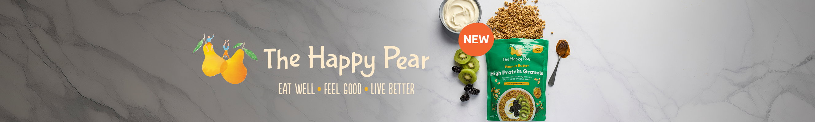 A collage of photos showcasing The Happy Pear products 