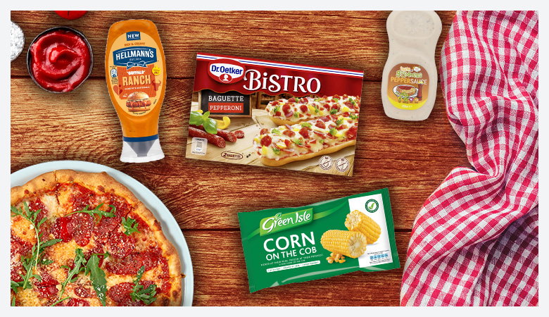 click through to food such as pizza, crisps and chocolate