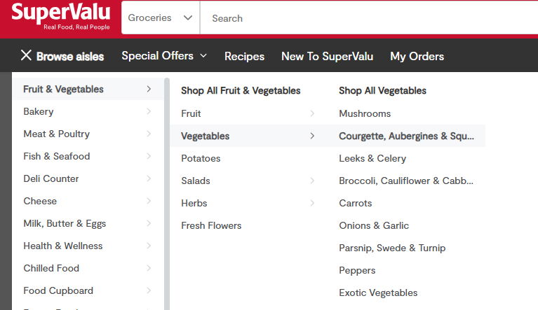 Browse Aisles with fresh produce