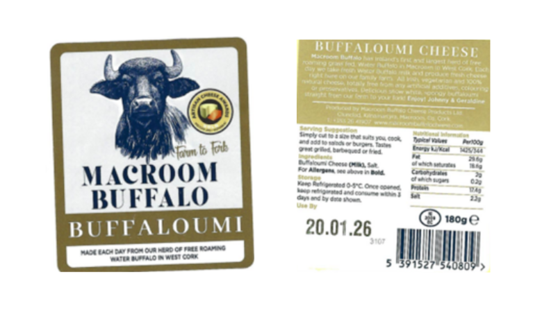 Product Recall - Macroom Buffalo Cheese